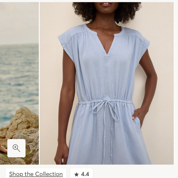 Pact 100% Organic Cotton Cornflower Blue Costal Double Gauze Midi Dress Sz Sm - Picture 1 of 9